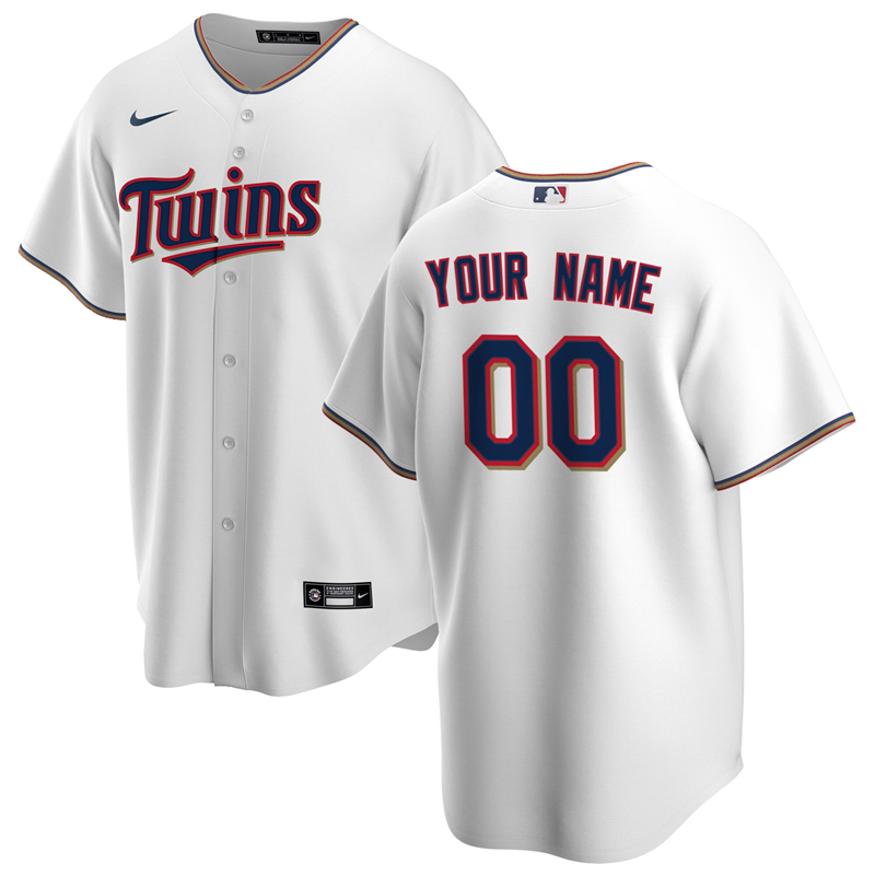 2020 MLB Men Minnesota Twins Nike White Home 2020 Replica Custom Jersey 1